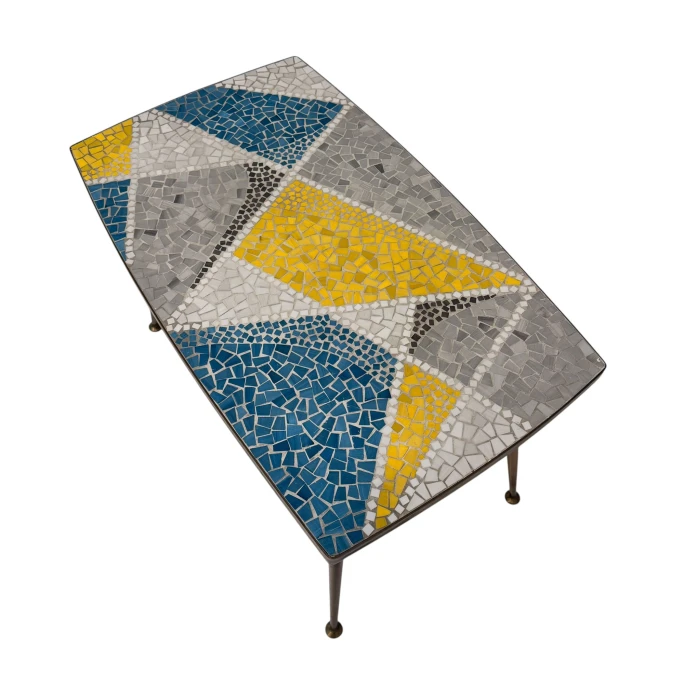 Mid-Century Modern Coffee Table with Mosaic Top by Berthold Muller, 1950s